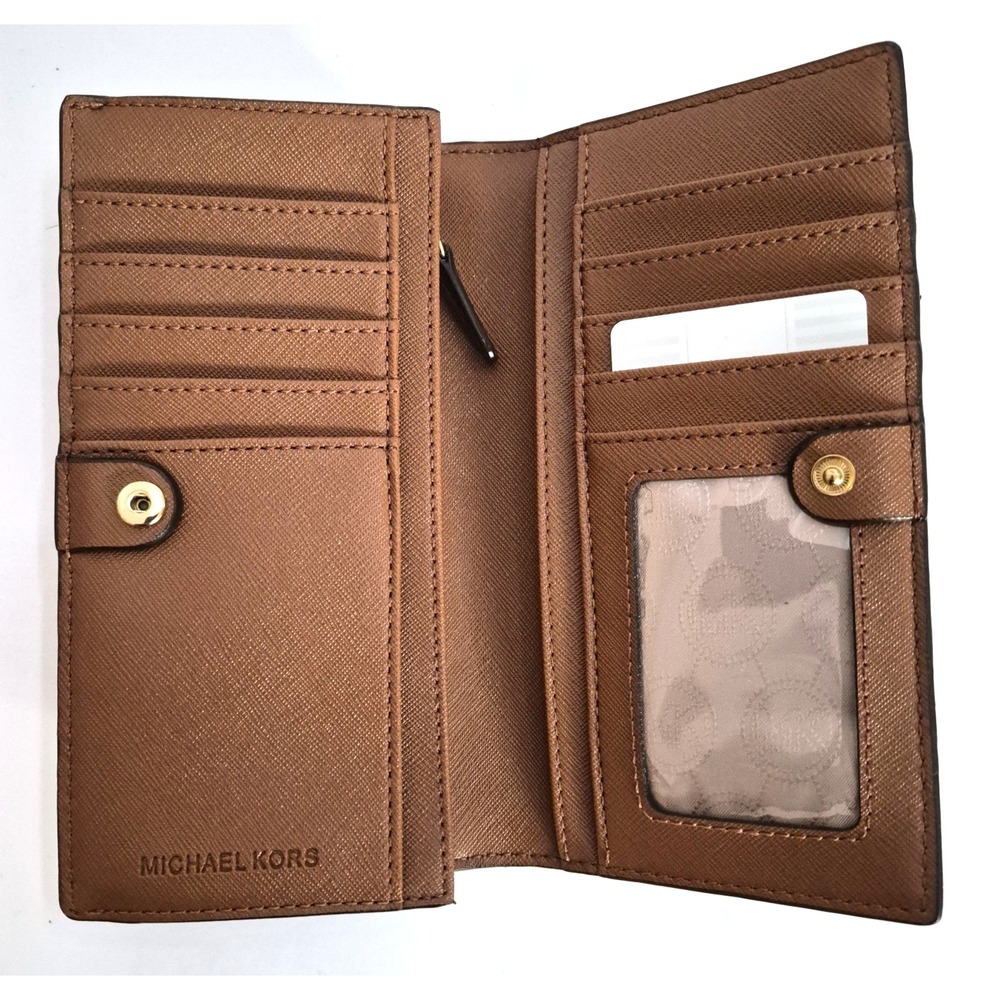 Michael Kors Signature Logo Brown Monogram Wallet Card Organizer MK - Picture 4 of 6